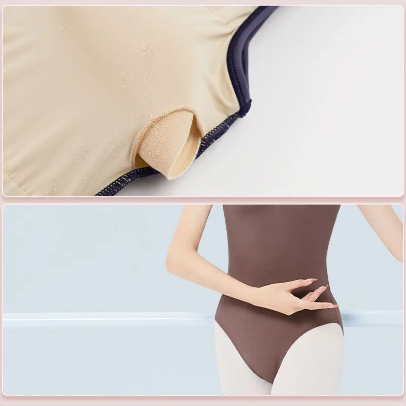 Ballet Leotards sem mangas, Collant de dança, Colarinho V, Splice, Colete de ginástica, Nylon Dancing Bodysuit, maiô para adultos