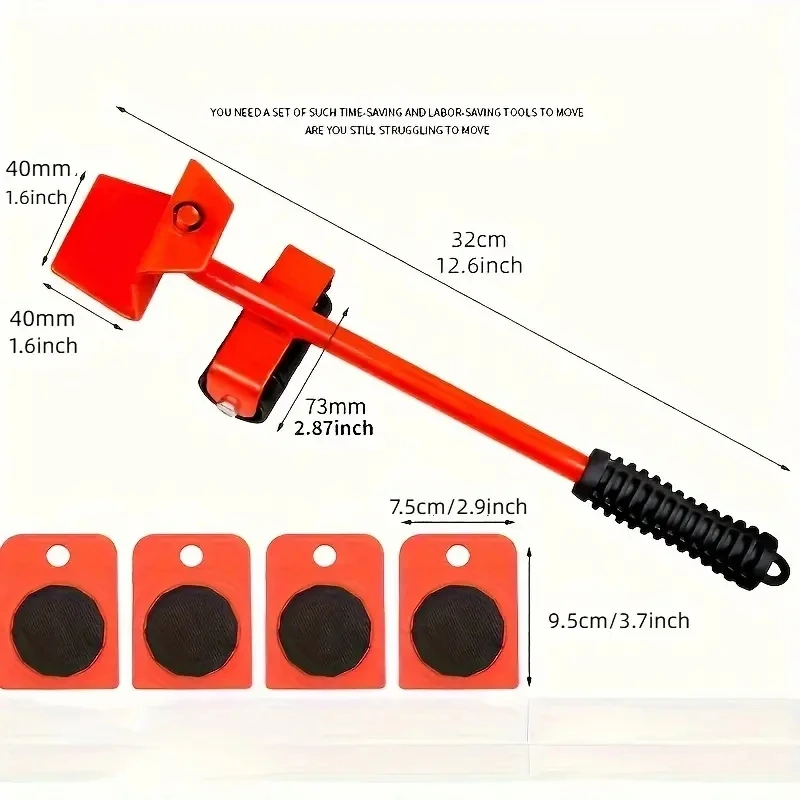 Levantador de móveis pesados Móveis Move Roller Tools 360 Graus Rotatable Pads Ferramenta de Transporte, Levantamento Ajudante de Móveis, 1 Conjunto