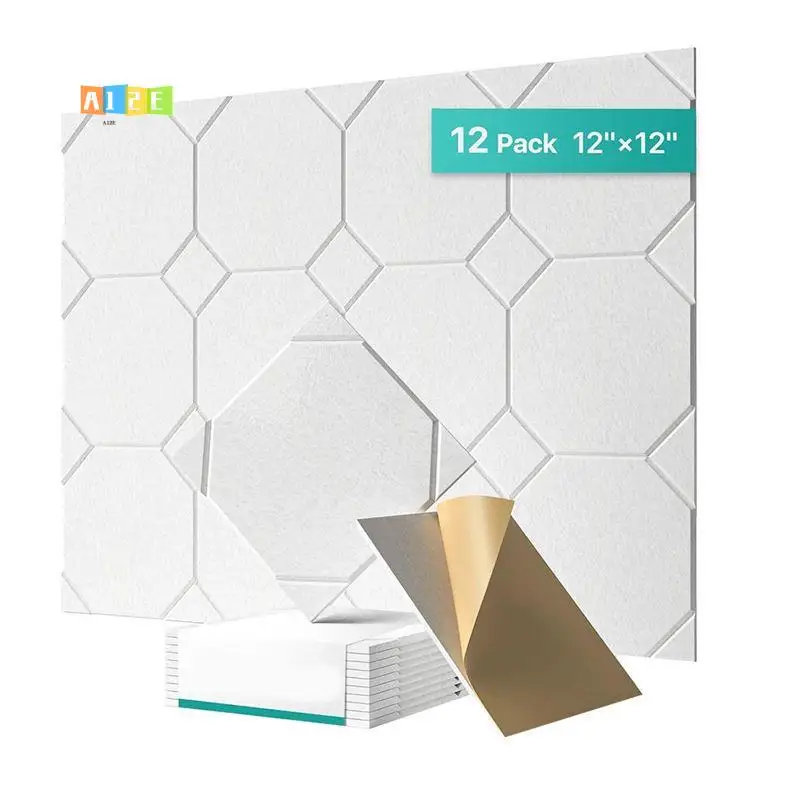 A12E-12 Pack Acoustic Panels Self-Adhesive, Soundproof Wall Panels, Sound Proof Panels For Door, Ceiling, Home Office