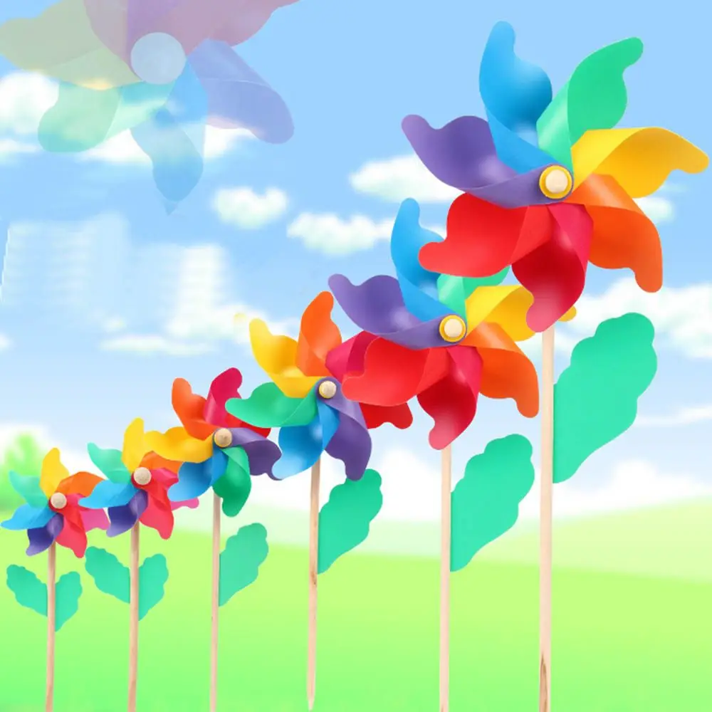 Party Lawn Yard Wood Stick Windmill   Wind Spinner Garden Decor