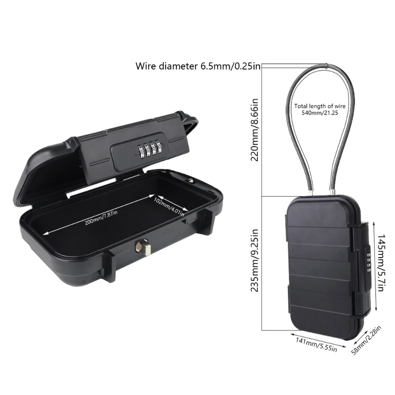 Combination Security Case Lock Box Portable Lock Box for Beach Hotel Car Office