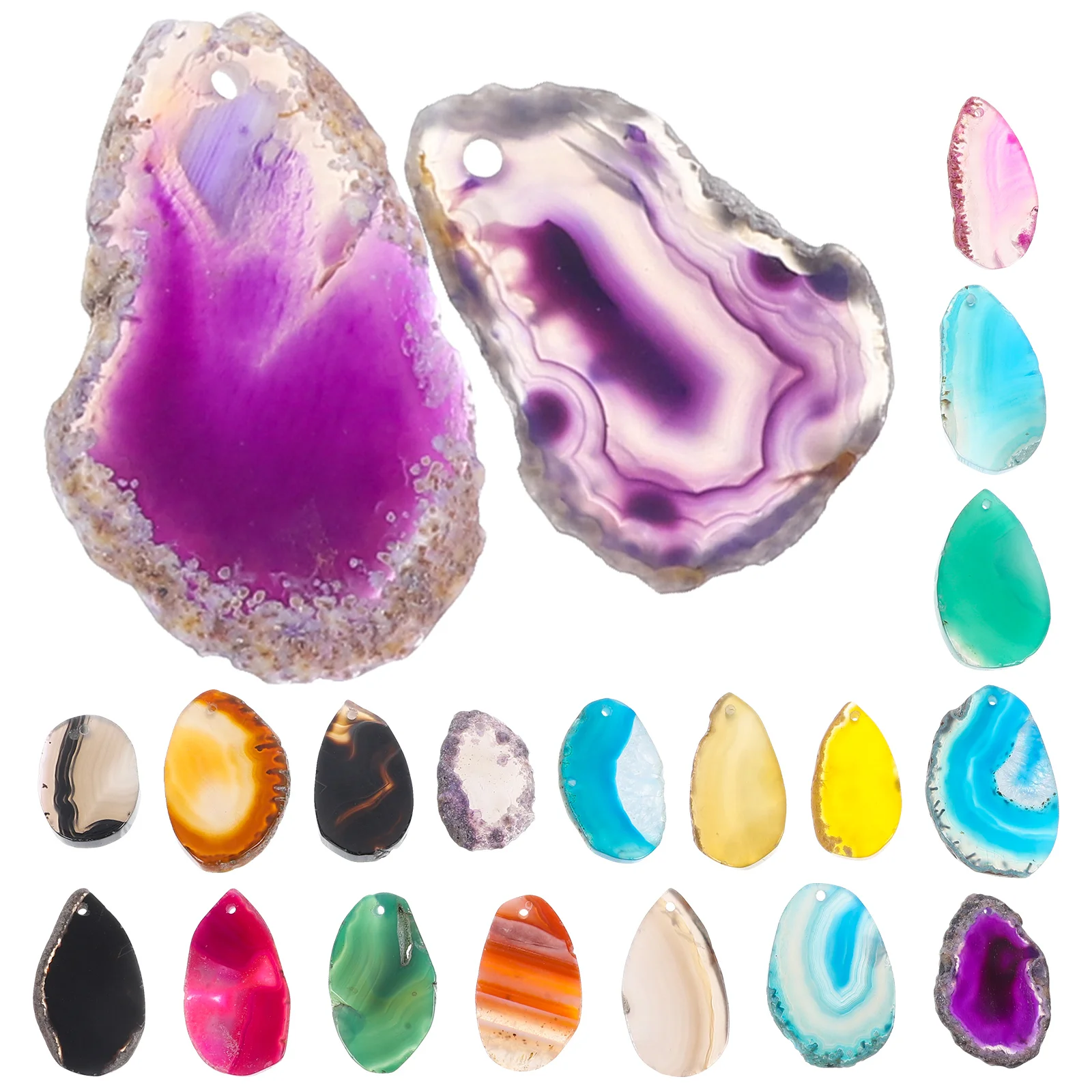 

20 Pcs Colorful Wind Chimes Agate Slice Pendant 30mm 50mm Necklace Decor Natural Agate Jewelry Making Supplies