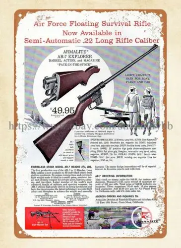 artwork prints 1960 Armalite AR 7 Explorer metal tin sign