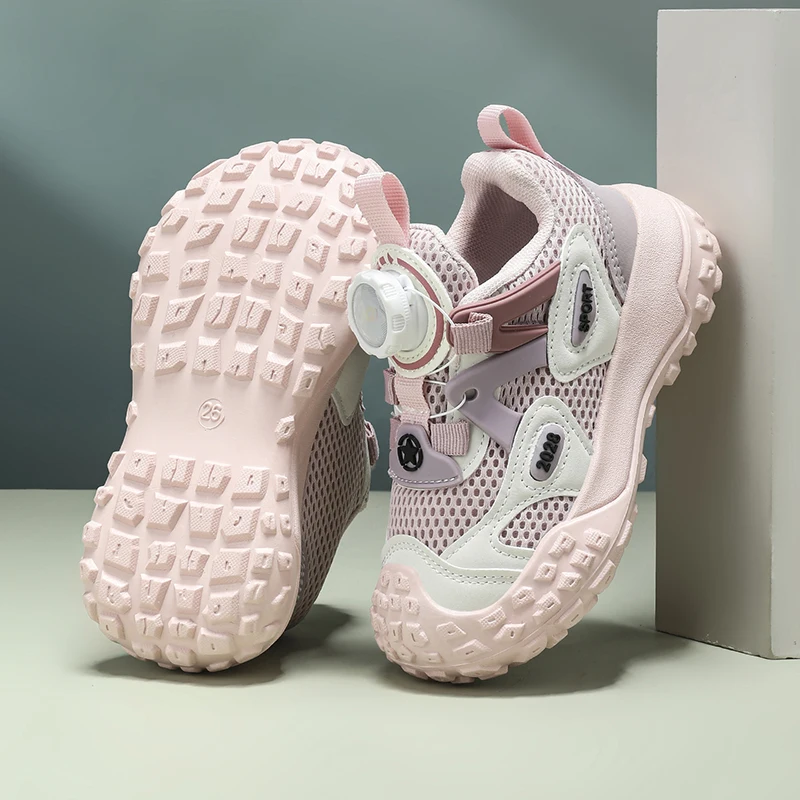 

Осень 2023, новая детская дышащая спортивная обувь с поворотной пряжкой, противоскользящая повседневная обувь, легкие кроссовки на мягкой подошве