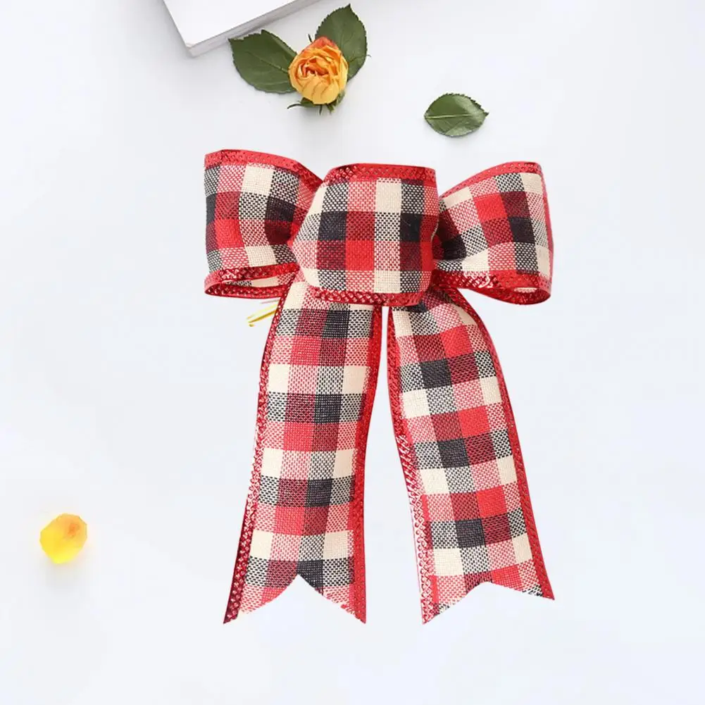 Gift Box Bow Decoration Christmas Tree Decoration Bow Charming Christmas Tree Decor Wave Plaid Pattern Bowknot Ornaments for Diy