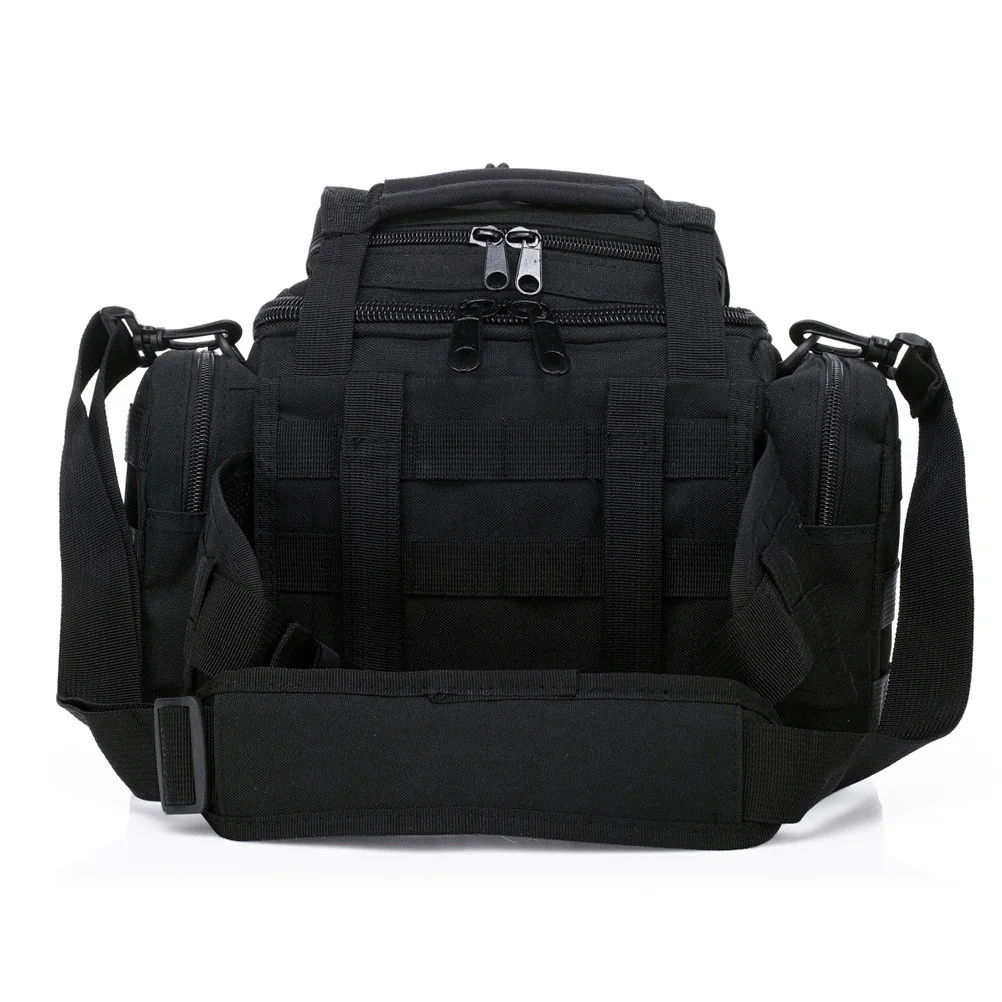

Large Capacity Gear Bag Waterproof Nylon Durable Multi Pocket Outdoor Fishing Case With Adjustable Shoulder Strap Black Fishing