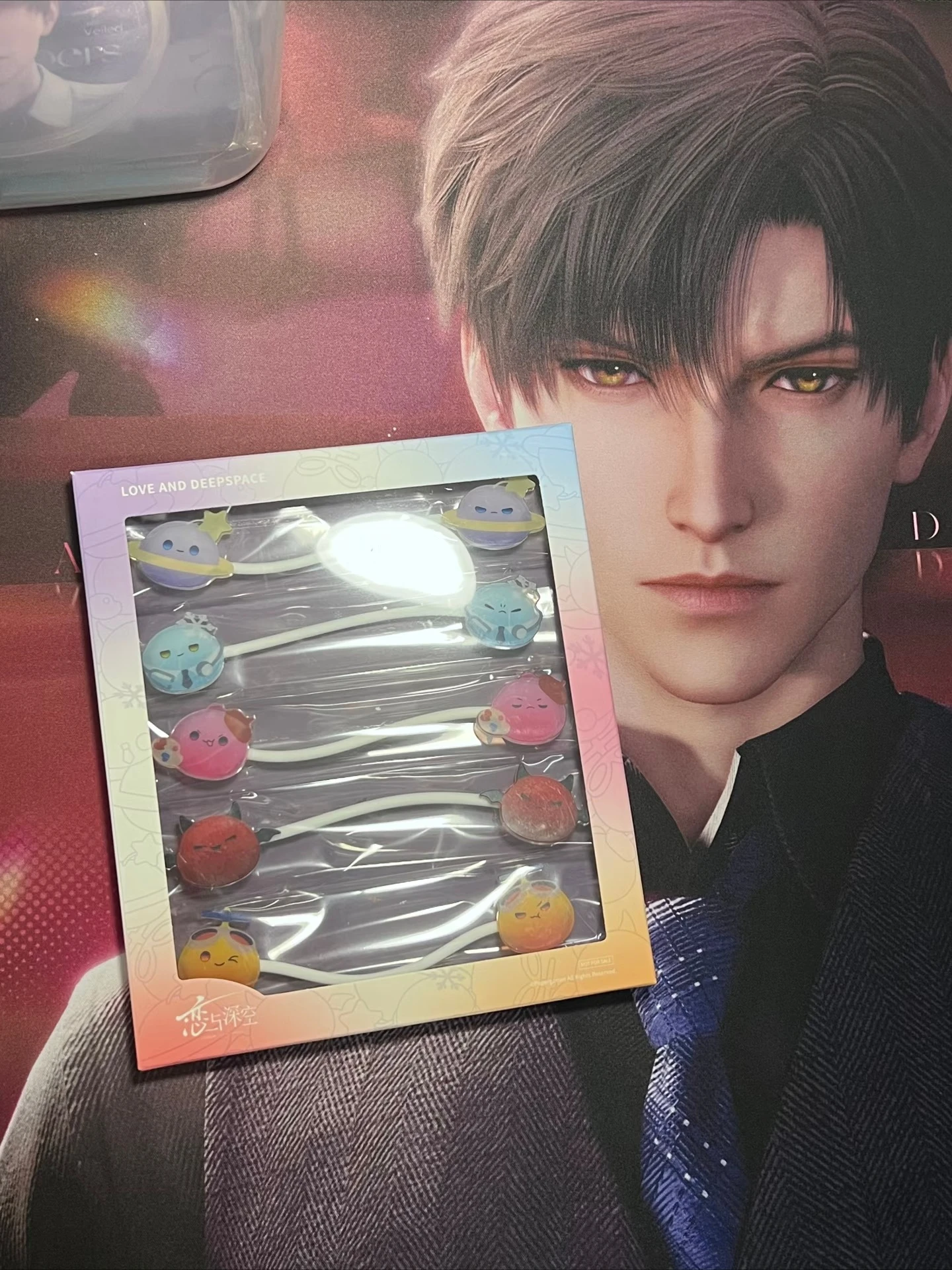 In Stock Official 2025 Double Eleven Anime Love and Deepspace Xavier Zayne Rafayel Sylus Caleb Acrylic Data Cable Organizer 2