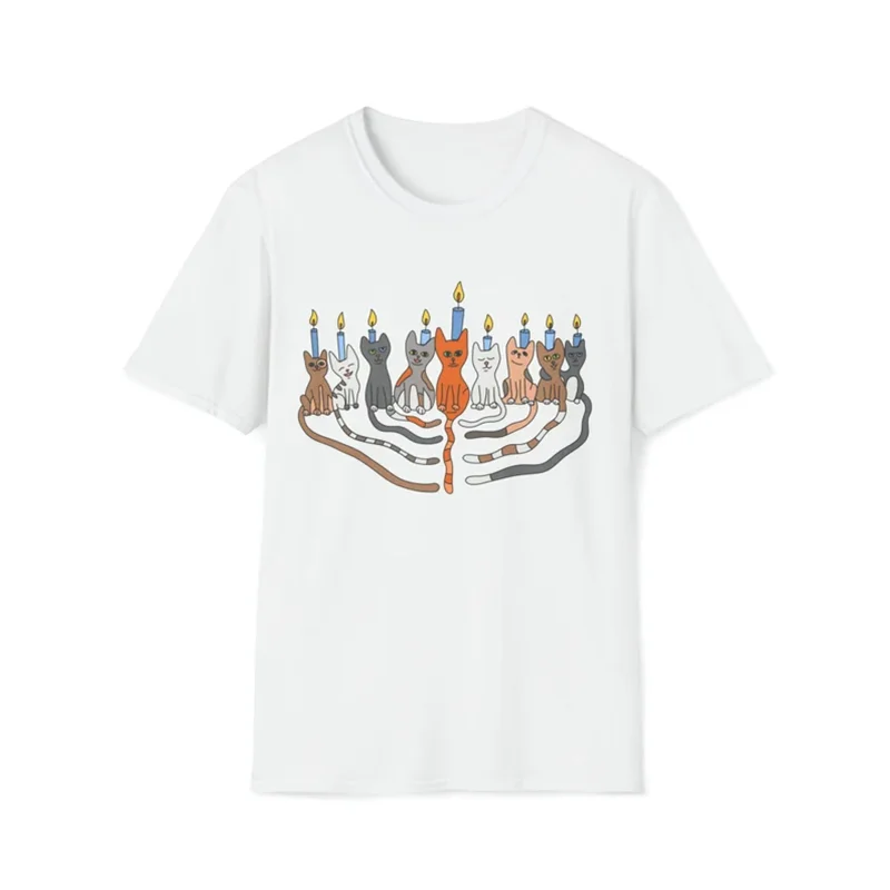 2024 Funny Hanukkah Shirt Cat Menorah Hanukkah Shirt Hannukah Sweater Hannukah Sweatshirt Chanukah Sweater Jewish Hanukkah Gift