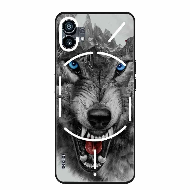 For Nothing Phone One 1 Case Wolf Lion Tiger Black Silicone Soft Back Cover Case For Nothing Phone 1 (1) Phone Case Cover Phone1