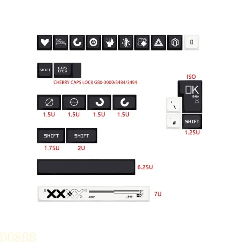 

D08B XDA Клюки Клавики 128 Ключи для 61/64/68/78/84/87/96/980/104/108 Механическая клавиатура