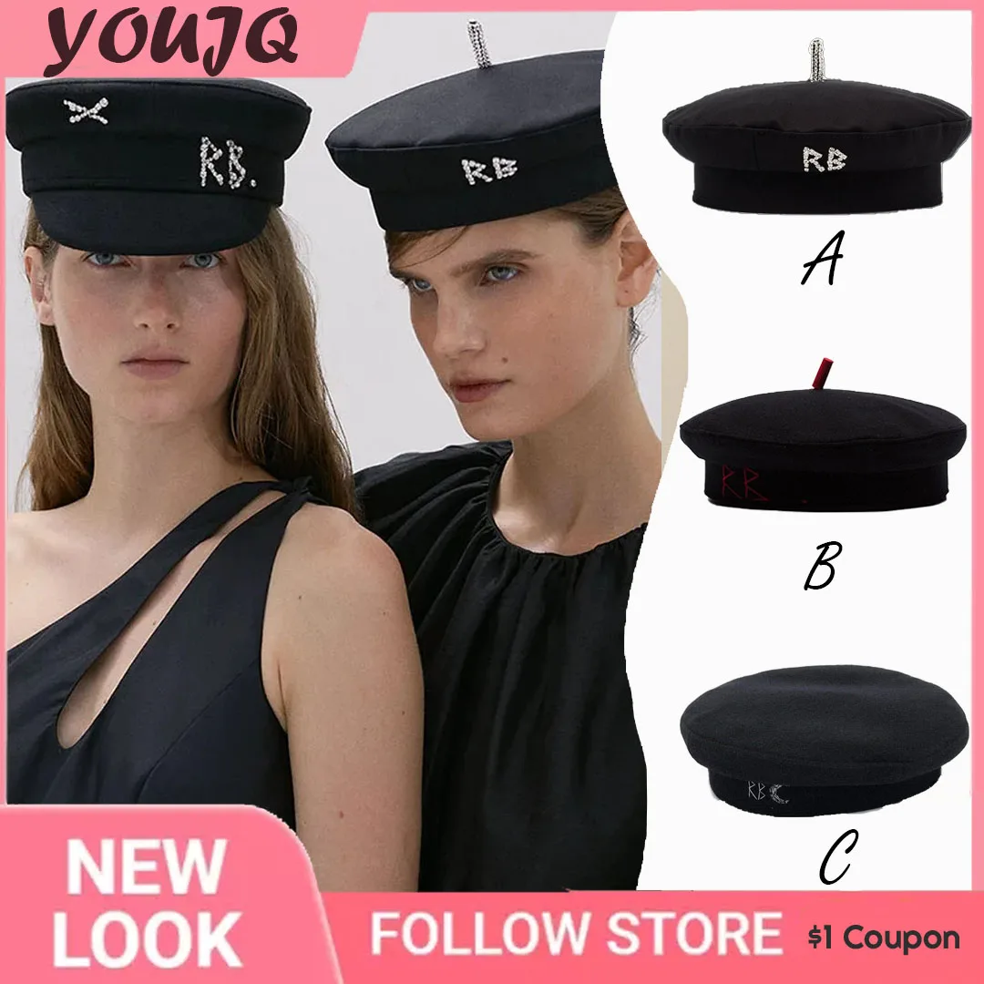 Four Seasons Brand Newsboy Hats for Women Woolen Berets Cotton Diamond Letter Beret Casquette Homme