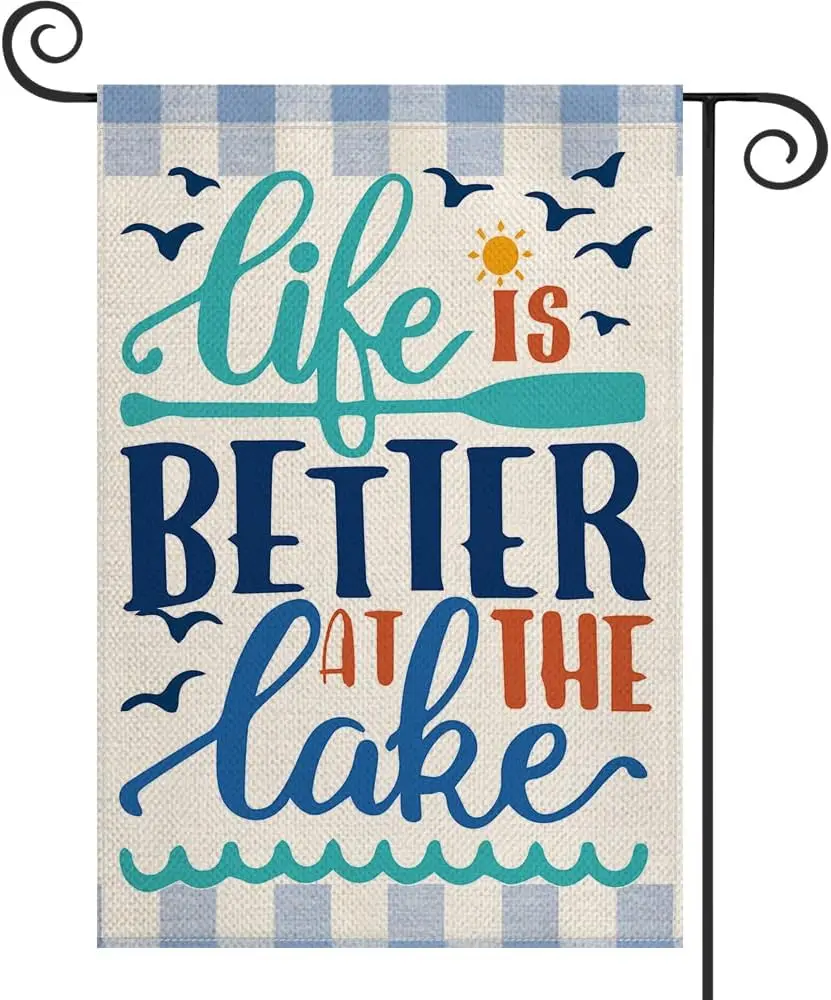 AVOIN colorlife Life Is Better At The Lake Garden Flag 12x18 Inch Double Sided Outside, Lakeside Holiday Yard Outdoor Decoration