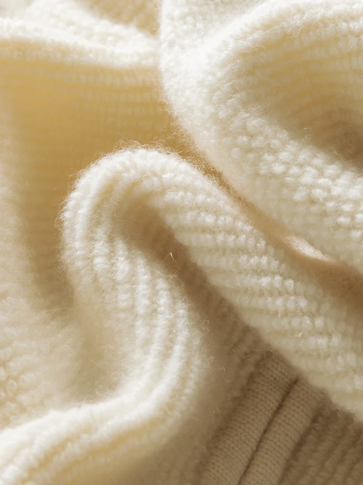 Zíper outono inverno cardigan sólido grosso camisola de malha simples feminino 100% caxemira macio quente casual solto roupas topos