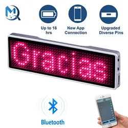 Totalmente novo bluetooth led nome crachá diy placa de mensagem rolagem programável mini display led hd texto dígitos padrão exibição