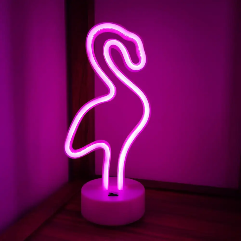 High-quality Night Light Desktop Neon Light Whimsical Themed Led Neon Lights Flamingo Rabbit Shaped Desktop Decor