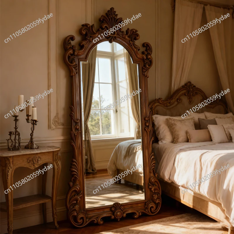 Luxury French style Light makeup mirror art Bathroom Wall mirror floor mirrors full body Home decor Decorative Mirrors Decor