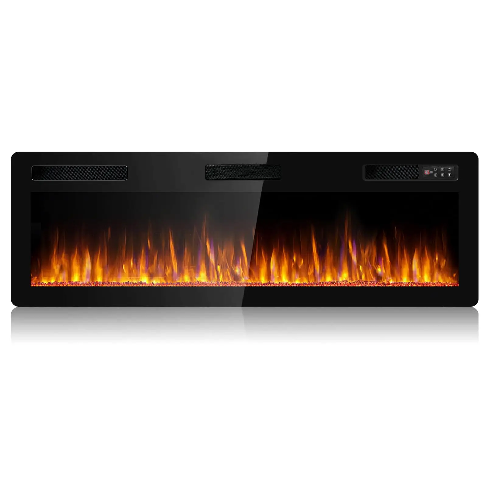 60 inch Ultra-Thin Silence Linear Electric Fireplace, Recessed Wall Mounted | Low Noise, Fit for 2x4 and 2x6 studs.