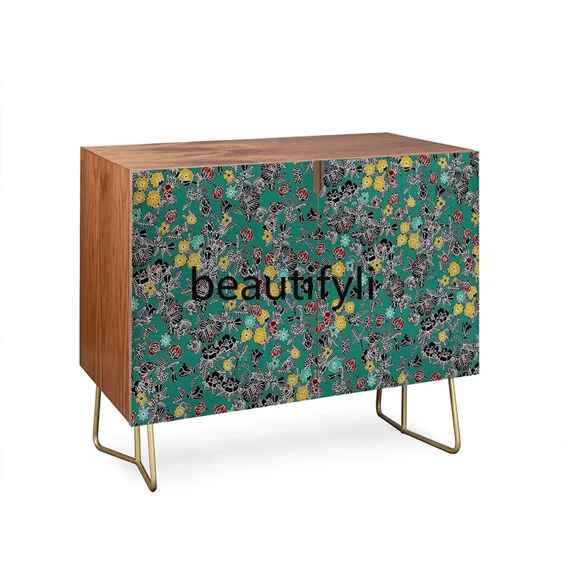 

French painted porch cabinet light luxury art decorative cabinet household living room wall storage side cabinet