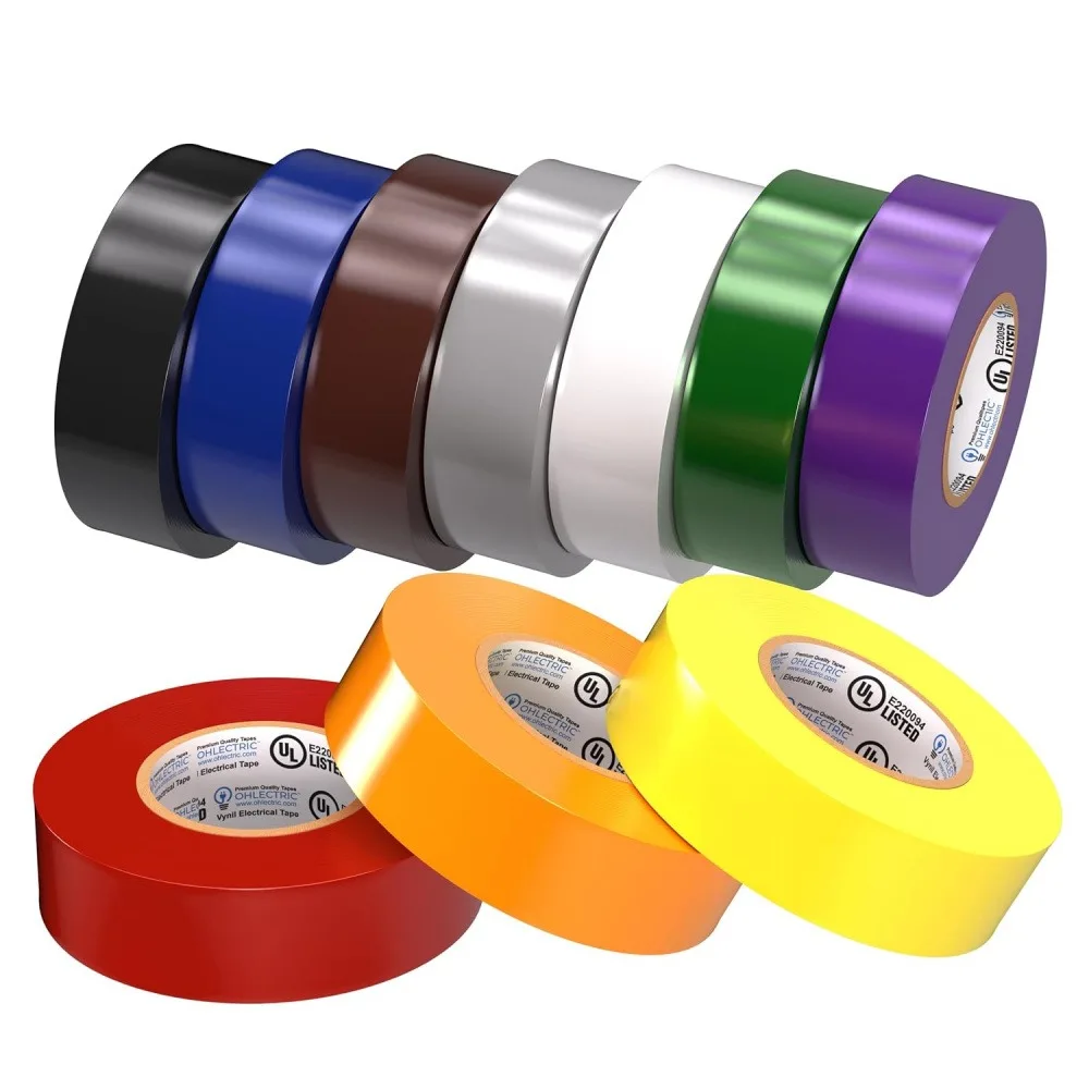 2 Pack Electrical Tape, Waterproof Insulation Tape PVC, Professional Grade Self-Adhesive Tape for Wire Repair, Cable Splicing, Home DIY, Indoor Outdoor Use, All-Weather Resistant, Random Colors (2 Rolls)
