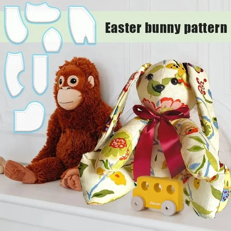 YOMDID Memory Bunny Sewing Template Animal Stuffed Acrylic Quilting Templates Dolls Sewing Pattern For Beginner with instruction