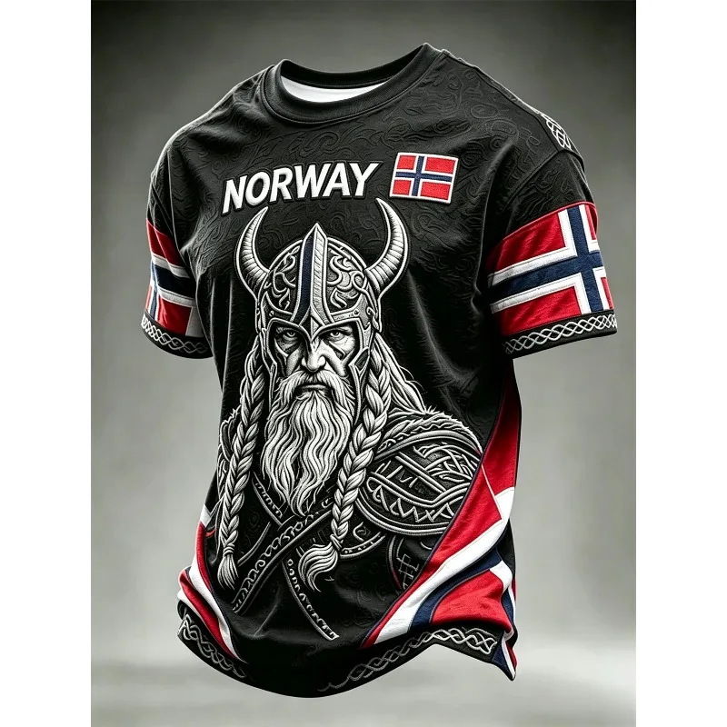 Unisex 3D All‑Over Print Norway Inspired Viking Warrior Inspired Football Jersey Norwegian Pattern Casual Sport Fan Graphic Top