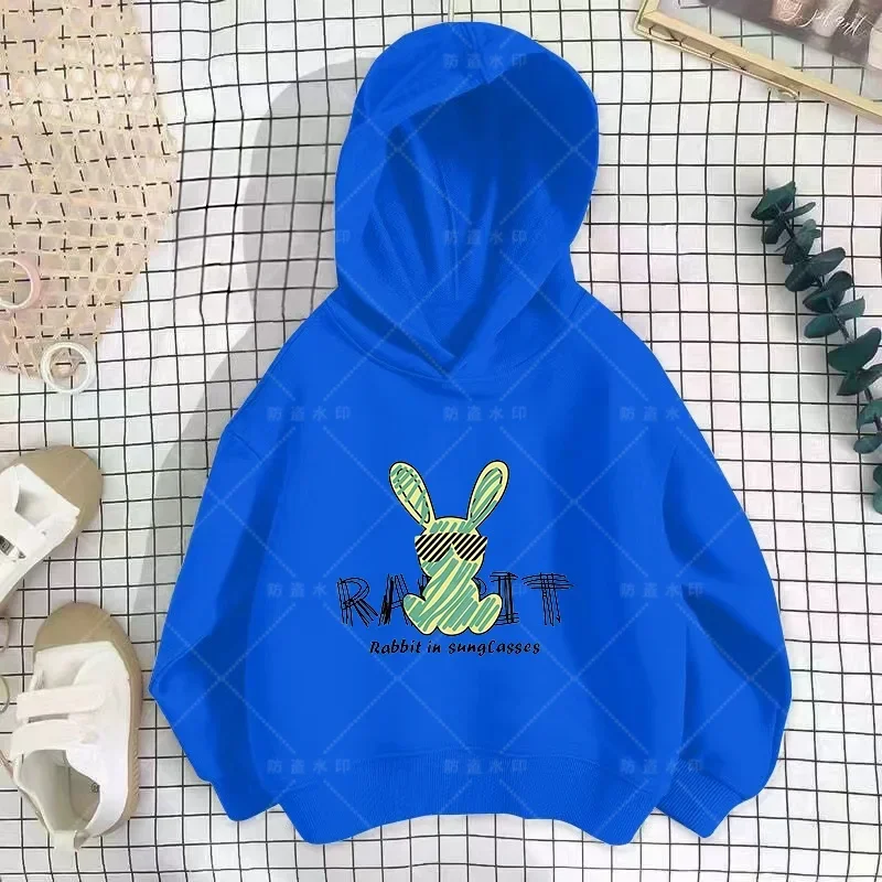 Childrens rabbit suit Anime hoodie Fleece sweatshirt Jacket Bear Rabbit Kawaii pullover kids holiday gift boys girls Hooded Sets