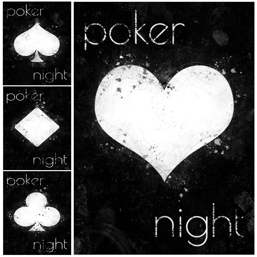 

Vintage Poker Night Playing Cards Wall Pictures For Living Room Nordic Poster Wall Art Canvas Painting Home Decor Unframed