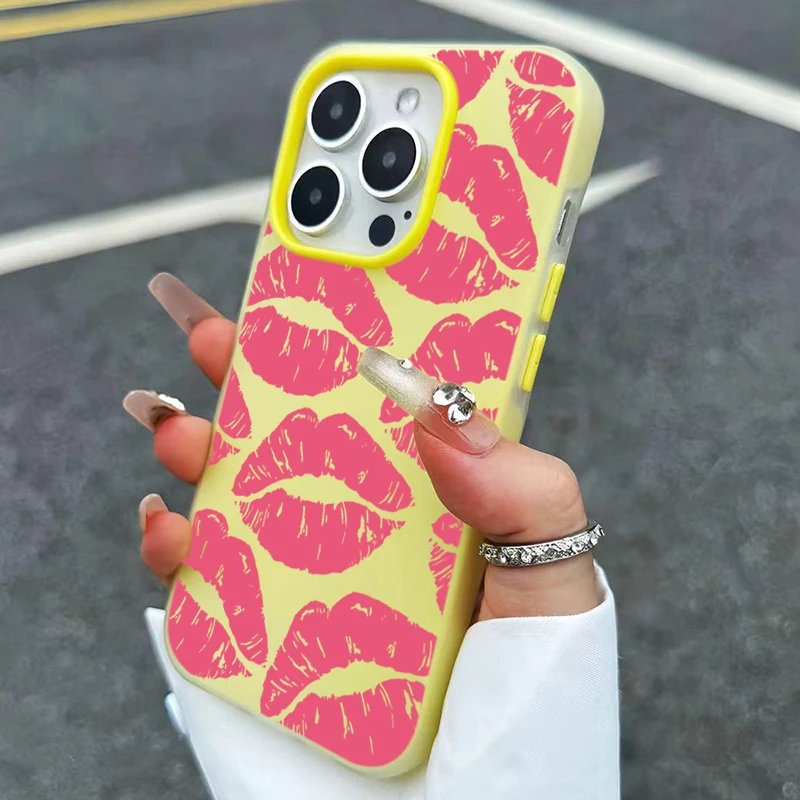 Sexy Girl Pink Lips  Pattern Design 2 in 1 Matte Phone Case For iPhone 17 16 15 14 Pro Max 13 12 11 Plus Air Shockproof Cover - view 2