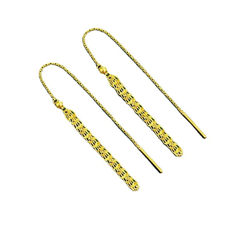 Boucles d'oreilles longues à pampilles en or 24 carats avec queue de phénix creuse, tempérament en or pur AU30/10/2018, boucles d'oreilles valides en cadeau de vacances