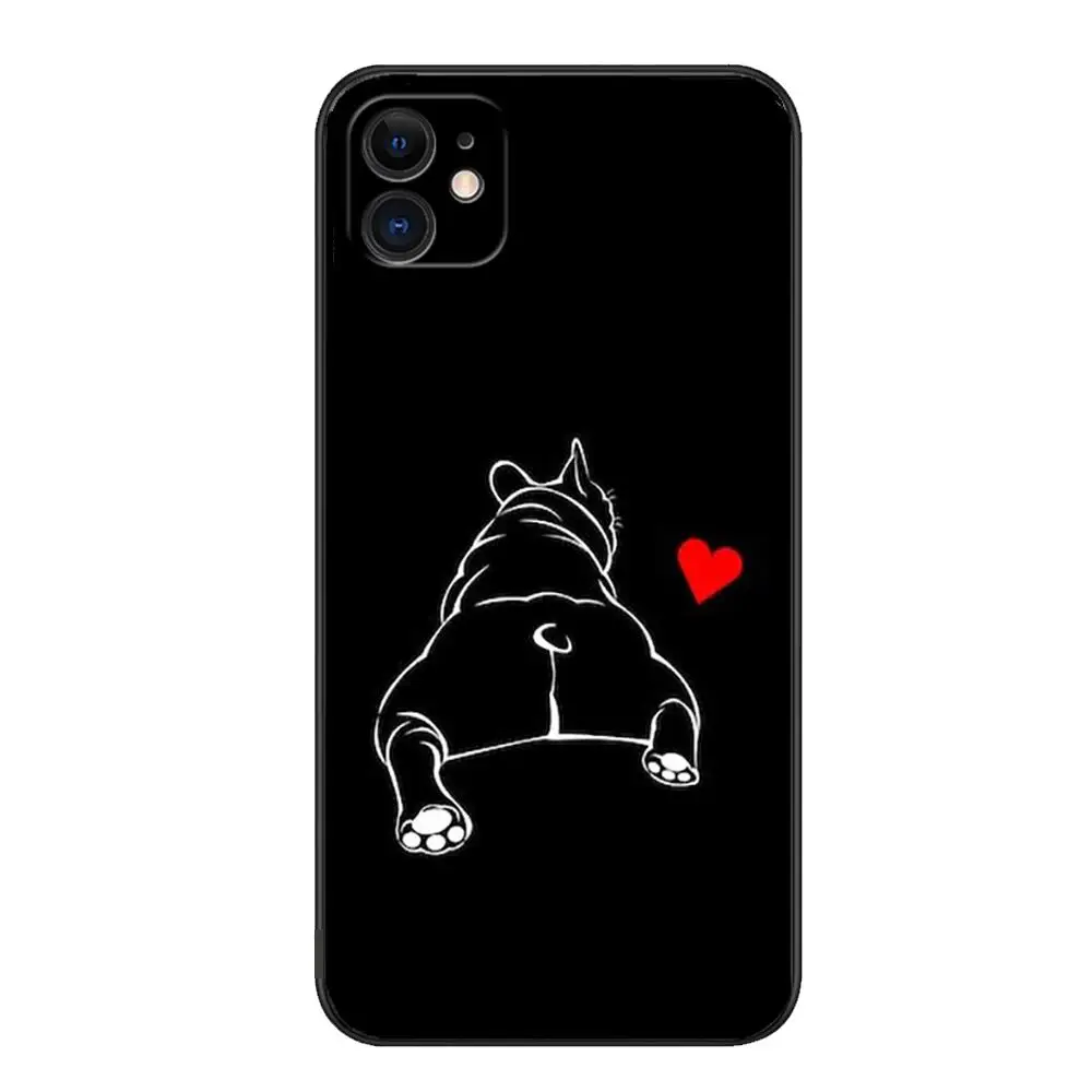 Cartoon French Bulldog phone case For IPhone 13 12 11 14 Pro Max Mini XR X XS  Max 8Plus 14plus kawaii Mobile phone shell cover