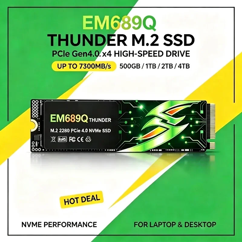 NEW EM689Q SSD NVMe M.2 Fast Pro 1TB 2TB 4TB 7300MB/s M.2 2280 PCIe Gen4.0x4 Built-in Solid State Drive Disk for Laptop Desktop.