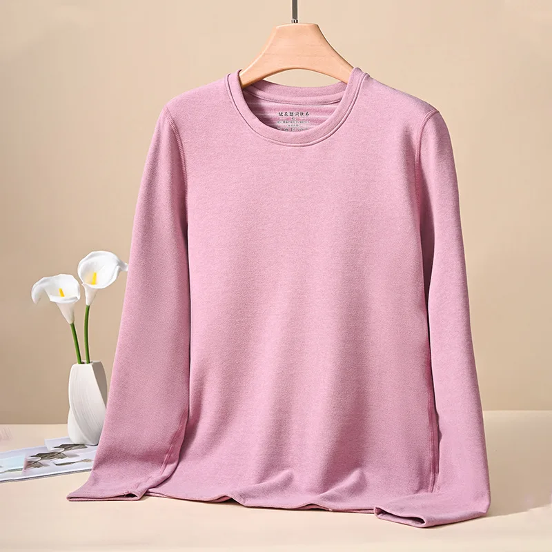 قميص حراري علوي للسيدات ملابس داخلية حرارية سميكة للشتاء بيجامة من الصوف الدافئ تمنع الجفاف بلوفر مرن ناعم ملابس داخلية
