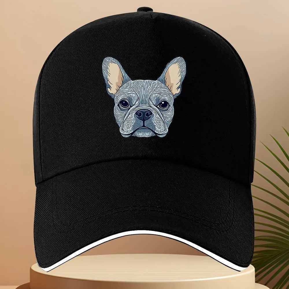French Bulldog Graphic Baseball Cap Artistic Dog Print Polyester Sports Outdoor Headwear Unisex