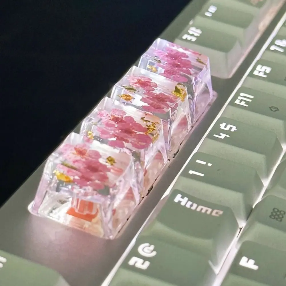 شفافة المجففة زهرة كيكابس OEM R4 المجففة زهرة لوحة المفاتيح الميكانيكية Keycap الديكور DIY بها بنفسك يترك الراتنج Keycap الكرز MX