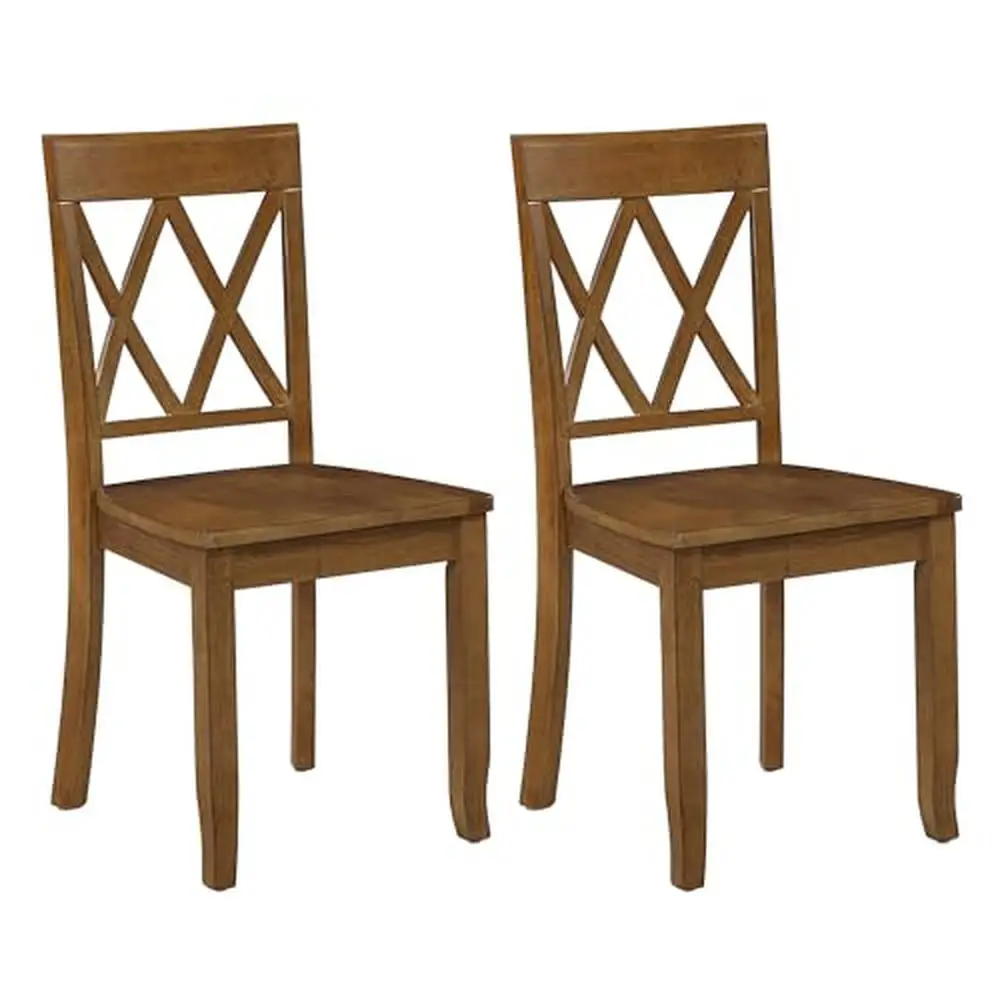 Farmhouse Dining Room Chairs Set of 2 Cross Back Wooden Kitchen Chairs Home Dining Walnut Restaurant Café Shop Bistro 400 lbs