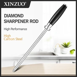 XINZUO Diamond Sharpener Rod G10 Handle Kitchen Honing Steel Knife Sharpening Carbon Steel Professional Knife Sharpener Rod