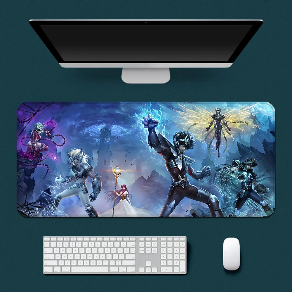 S-Saint Seiya Mousepad HD Printing Computer Gamers Locking Edge Non-slip Mouse Pad XXL90x40cm Keyboard PC Desk Pad