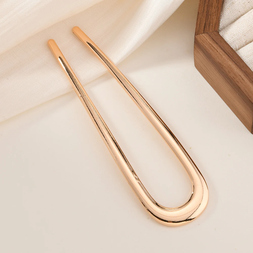 دبوس شعر مزدوج على شكل حرف U للنساء، بسيط وعصري، يمكن ملفوف في الجزء الخلفي من الرأس