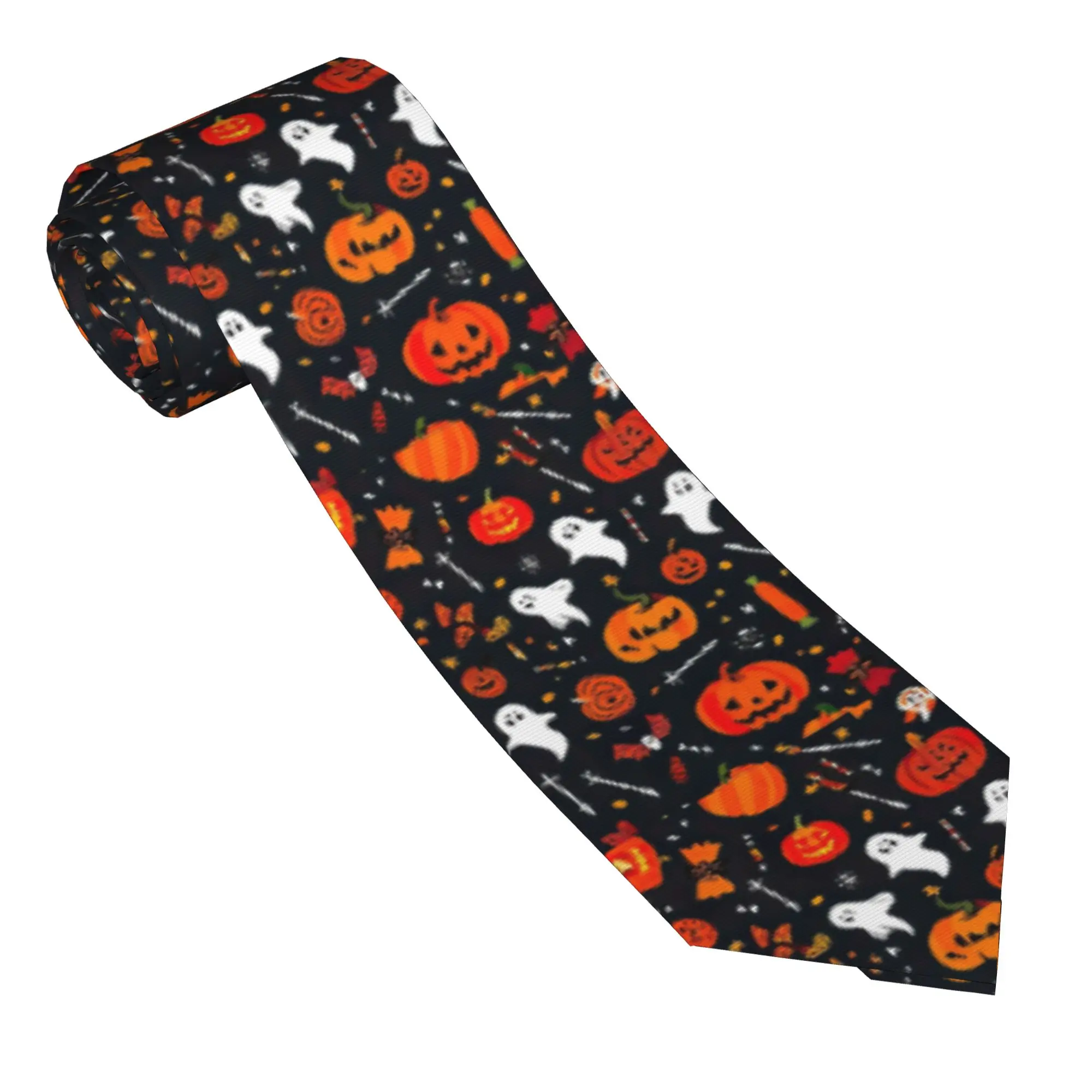Halloween Ghosts And Pumpkins Neckties 8 cm Trick Or Treat Neck Tie for Men Slim Narrow Accessories Gravatas Wedding Office