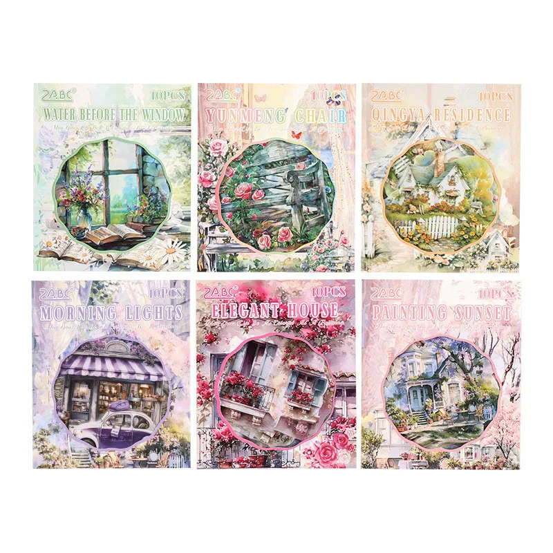 Journamm 10pcs/pack PET Stickers Creativity Waterproof Adhesive DIY Scrapbooking Hand Made Decorative Junk Journal Supplies