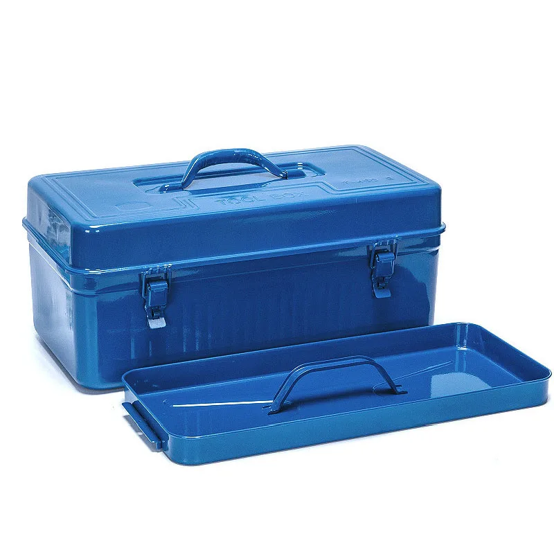 Multifuncional Metal Tool Box Azul Camadas Duplas Doméstico Eletricista Hardware Ferramentas de Manutenção