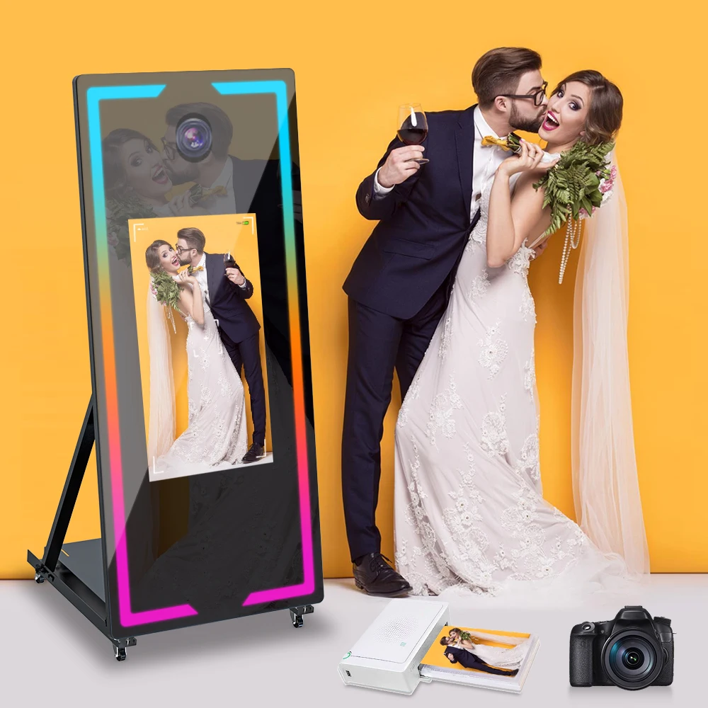 

65inch Selfie Magic Mirror Photo Booth Machine with Flight Case Portable DSLR Touch Screen Mirror Photo Booth For Wedding Party