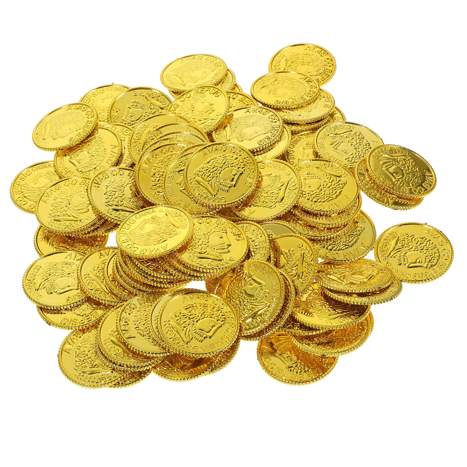

100Pcs Pirates Gold Coins Game Accessary Funny Playing Plastic Gold Coin Props Play Coins For Kids Pirate Party Decorations