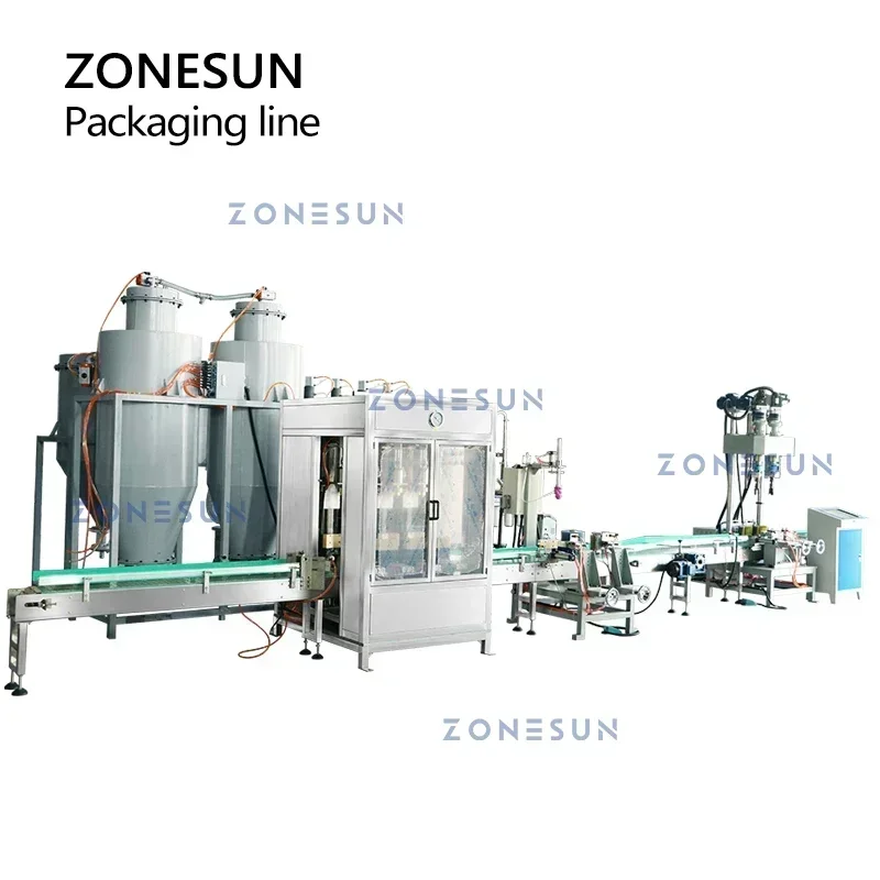 ZONESUN ZS-FE1 Sistema di imballaggio in polvere secca Etichettatura di tappatura con riempimento automatico per bottiglie di polvere industriali