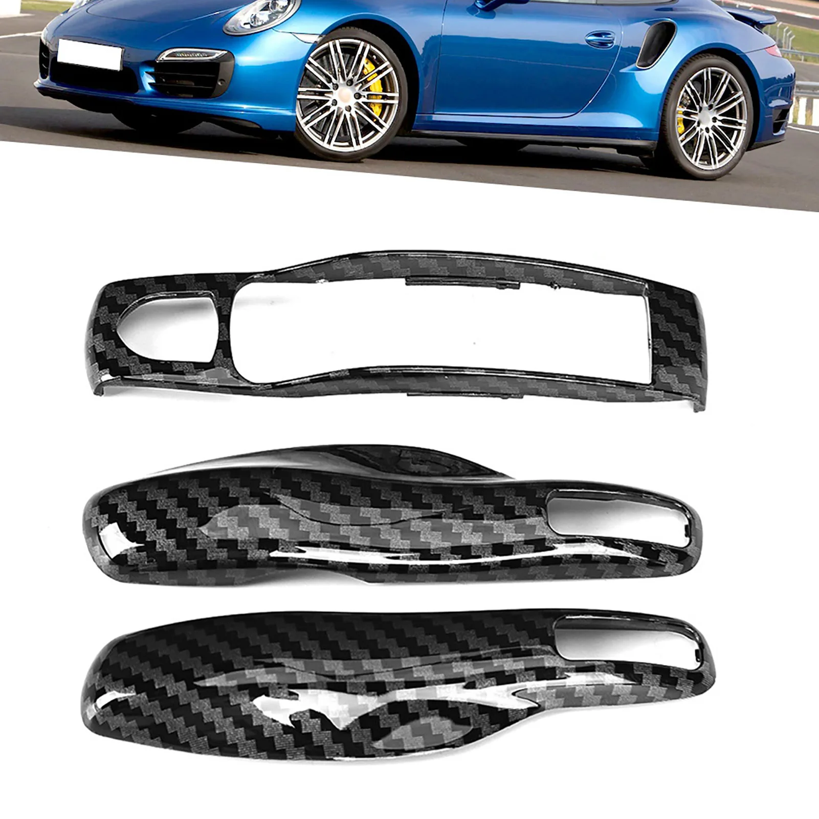 3Pcs/set Carbon Fiber Style Car Key Trim Cover for Porsche Macan/Panamera/Boxster/Cayman/Cayenne/Carrera/Spyder For Cayenne