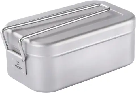 Titanium Bento Camping Lunch Box 800ml with Airtight Lid, Foldable Handle for Outdoor Hiking Picnic