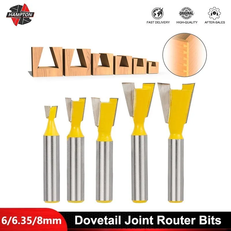 Joint Router Bits 14 Degree Dovetail 6/8/6.35mm Shank Engraving Milling Cutter Router Bits for Woodworking Bits 