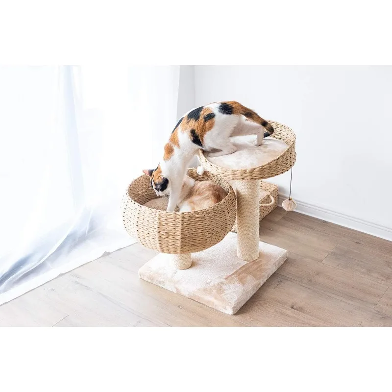 Paper Rope Natural Bowl Shaped with Perch Cat Tree