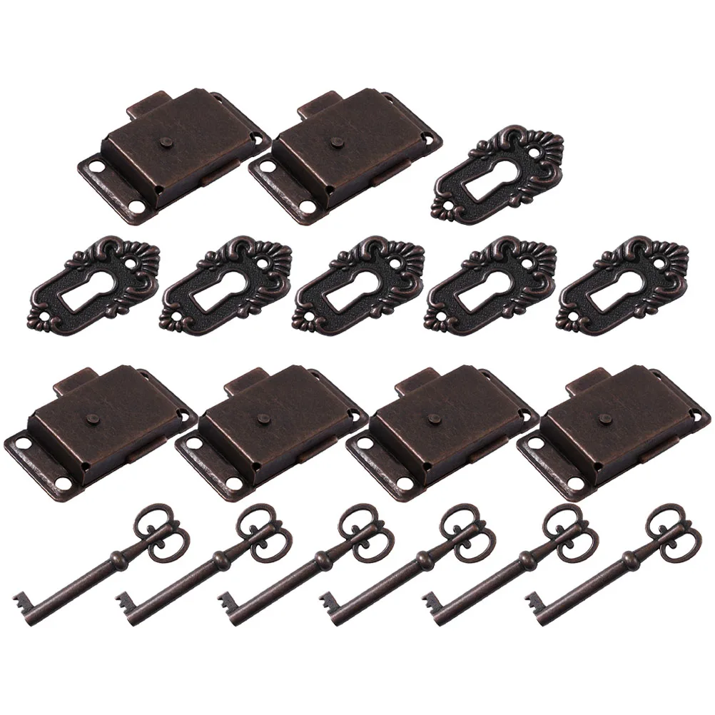 

6 Sets Furniture Locks Vintage Style Cabinet Box Wooden Latches for Jewelry Dresser Rustproof Durable Hardware Accessory