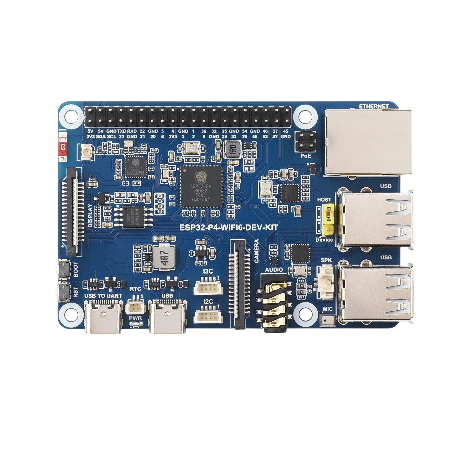 Papan Pengembangan ESP32-P4 dengan chip ESP32-P4 dan ESP32-C6 onboard, mendukung Wi-Fi 6/Bluetooth BLE5